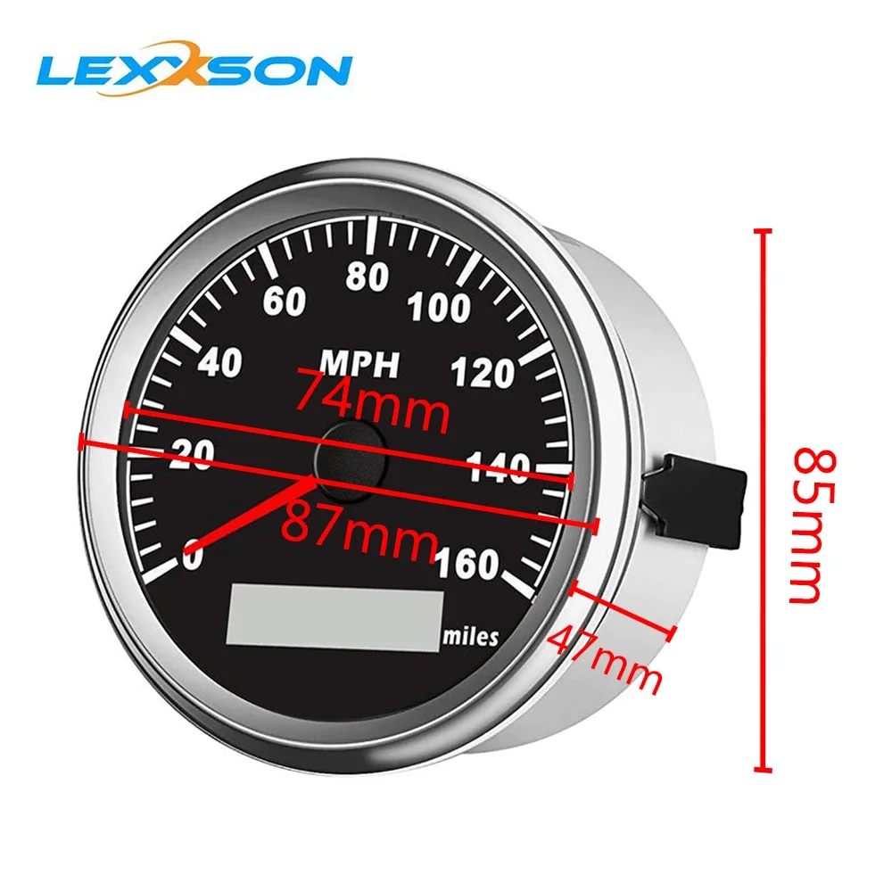 USA 85mm Car Boat Digital GPS Speedometer Odometer 160MPH Mile GPS Speed Gauge 12V/24V Backlight for ATV UTV Motorcycle Marine