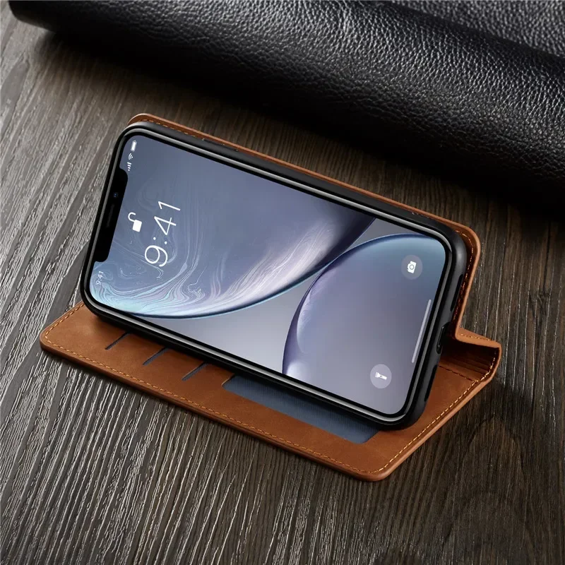 Introducing the Forwenw Premium Magnetic Leather Wallet Phone Case - Elegant Flip Cover with Card Holder
