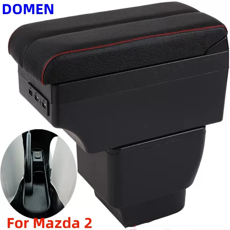 

For Mazda 2 Armrest Box For Mazda Demio Car Armrest Box Interior Parts Car With Retractable Cup Hole Large Space Dual Layer USB