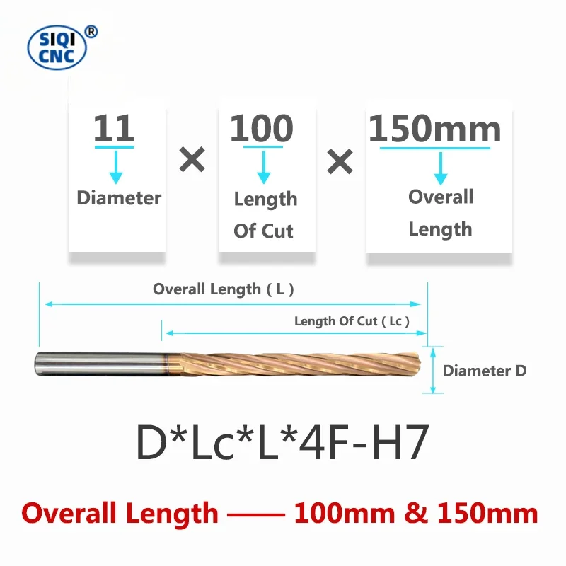 RIGTIP 100mm 150mm Carbide Machine Reamer HRC60 Coated Spiral Groove Tolerance H7 Harened Steel Metal Cutter CNC Turning Hole