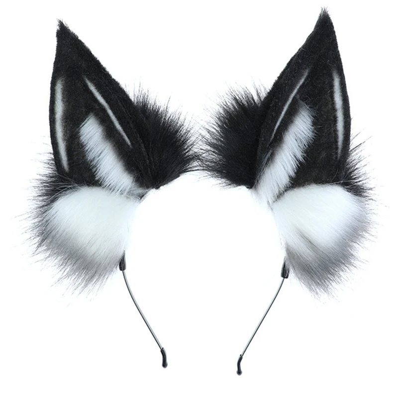

Girls Simulation Wolf Ears Headband Plush Hair Hoop for Daily Going out 449B