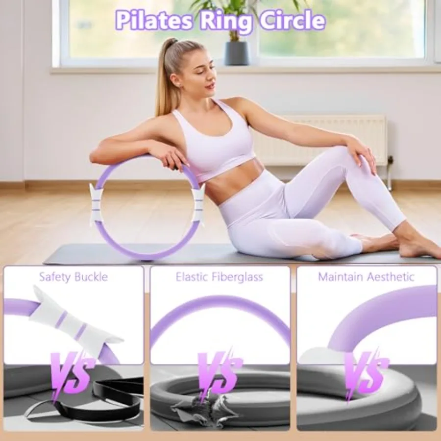 14" Pilates Ring - Magic Circle Inner Thigh, Arm And Core Toning Anti-Bend Foam Handles Home Fitness Gear For Women_voghion.com