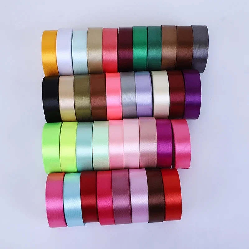Satin Ribbon 6-10-12-15-20-25mm Black White Beige Pink Red Blue Green Purple Gold Silver Tape Christmas Halloween Gift Wrapping
