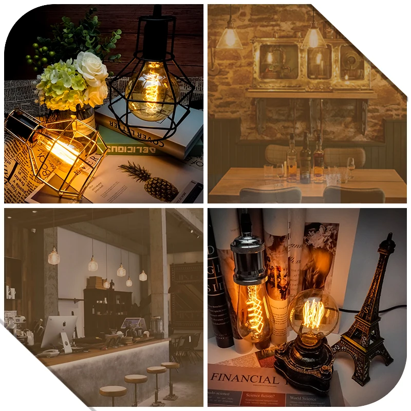 Retro Edison Light Bulb E27 220V 40W A19 A60 T10 T45 T185 ST64 G80 G95 Filament Vintage Ampoule Incandescent Bulb Edison Lamp