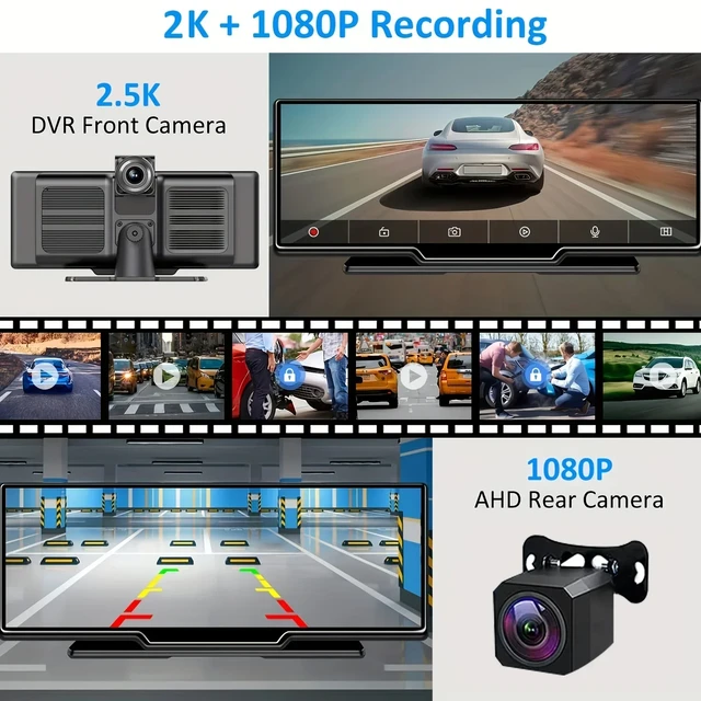 10.26 Dash Cam Rearview Camera Carplay Touch Monitor Dual Camera Reversing  Image Parking Surveillance car accessories - AliExpress