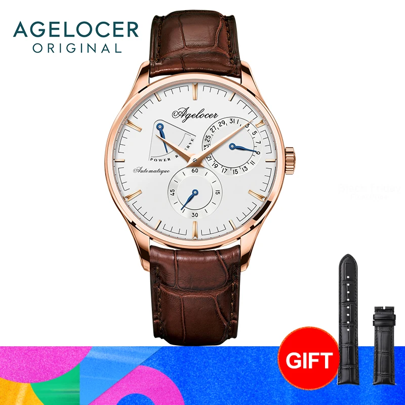 AGELOCER Budapest Kinetic Display Men's Luxury Gold Watch Automatic Mechanical Watch Birthday Gift for Men kinetic weightlifter gadget perpetual motion desk art toy gift office decoratio balans art onderwijs gadget bureau decor