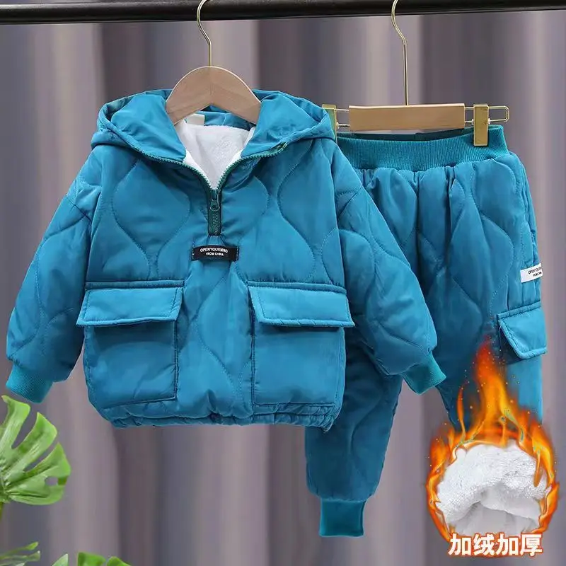 Baby Boy Velvet Stuff Winter Dress In Hoodie  With Pajama OMG Printed  In Yellow Color main image 0