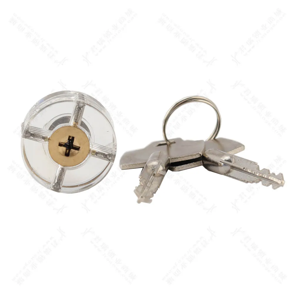 Locksmith Mini Padlock Round Cross Lock Practice with 2 keys + Locksmith Tool Set for Skill Training