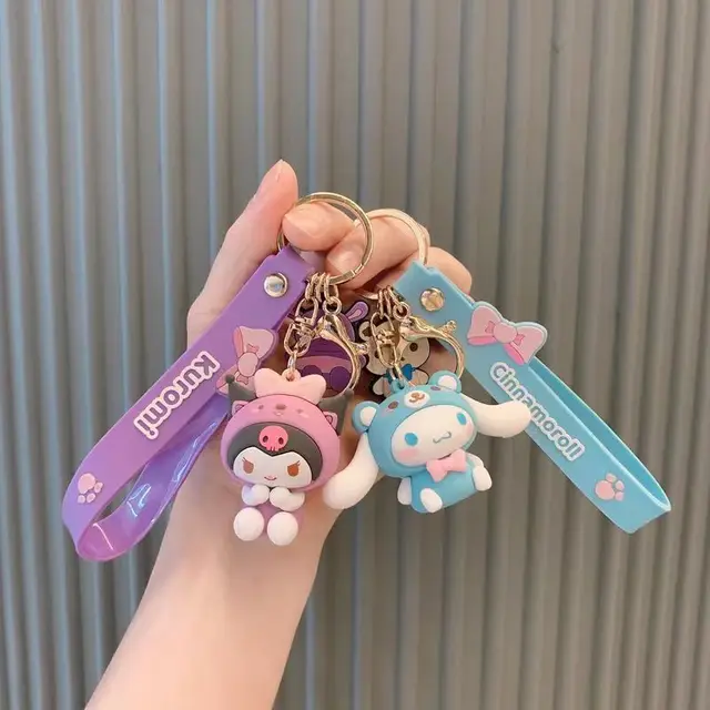 카와이 산리오 키체인, 만화 쿠로미 헬로 키티, 시나모롤 자동차 키 링 펜던트, 친구를 위한 선물, 할인 중, ACG 이름은 헬로 키티, 캐릭터는 Pompompurin, 완제품, 모든 나이에 추천