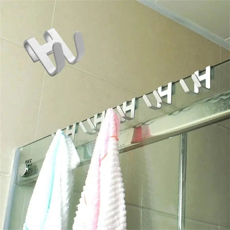 

Space Aluminum Traceless Hook Double Hook Bathroom Glass Door Nail-free Door Rear Hole-free Clothes Hook Bathroom Accessories