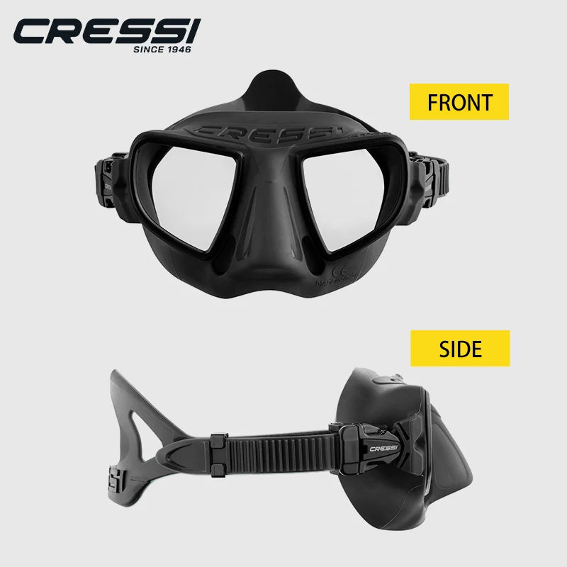 [新品未使用] CRESSI ダイビングマスク Cressi フレームレス フリーダイビング マスク、内部容量を削減し