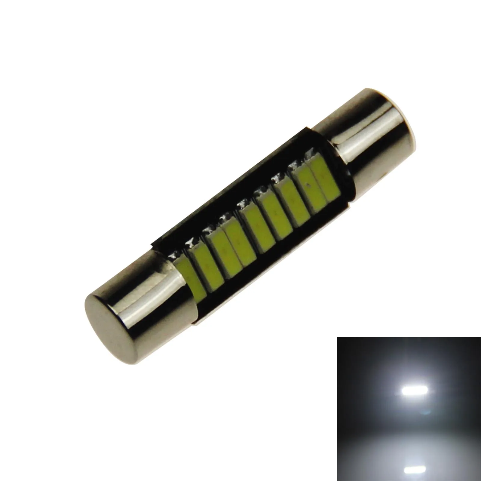 1x White Car T6.3 Fuse Light Sun Visor Blub 29MM 9 Emitters 3014 SMD