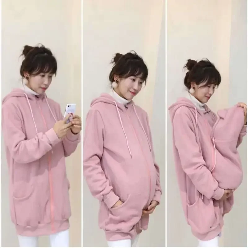 Winter New Baby Thicken Hoodies Kangaroo Dad&Mom Maternity Coats Pregnant Loose Fashion Cotton Baby Carrier Hooded Jackets