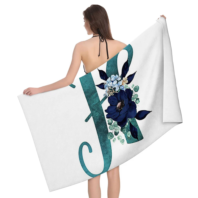 Home bath towels for the body towels bathroom letters and flower quick drying microfiber beach towel man and women large sports
