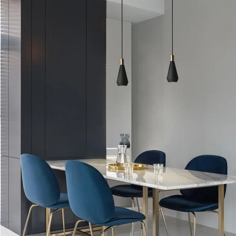 Aisilan LED Luxury Pendant Lamp Modern Kitchen Bedroom Table Dining Room Hanging Light Home Chandelier Black Metal Lampshade
