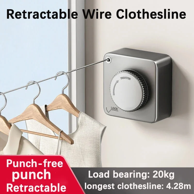 

Home Wire 20kg Drying Punch Rope Tools Clothesline Load-bearing Rack Retractable Free Forclothes Stainless Steel Telescopic