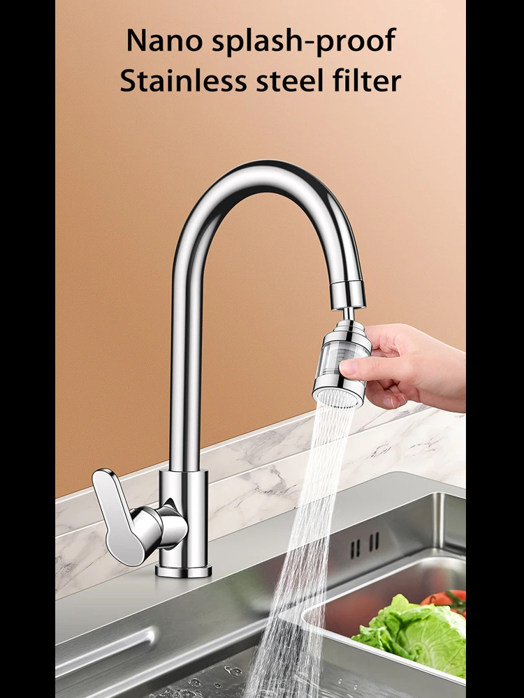Kitchen Faucet Spray Head Filter Stainless steel filterBathroom Faucet Shower Filter Adjustable 360° Rotary Splashback Tap Nozzl 6