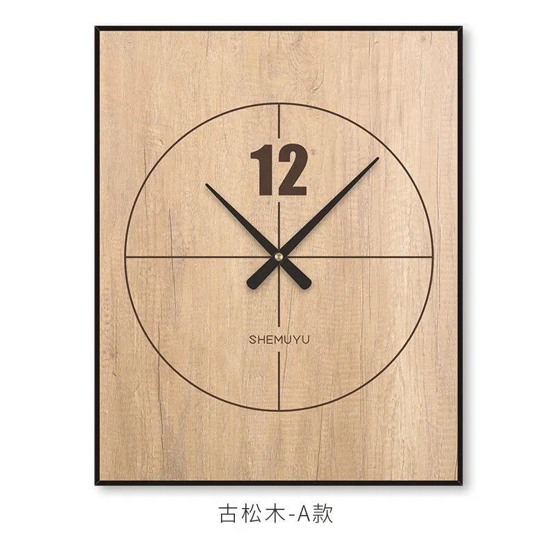 Large Electric Meter Box Wall Clock Wood Square Wall Watch Clocks Color:I;Sheet Size:45X60CM