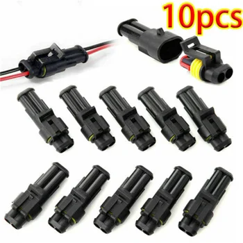10ชุด12V 2Pin ขั้วต่อสายไฟปลั๊กคุณภาพสูง2 Way Supersealed สายไฟกันน้ำปลั๊กสำหรับรถมอเตอร์ไซด์ 1
