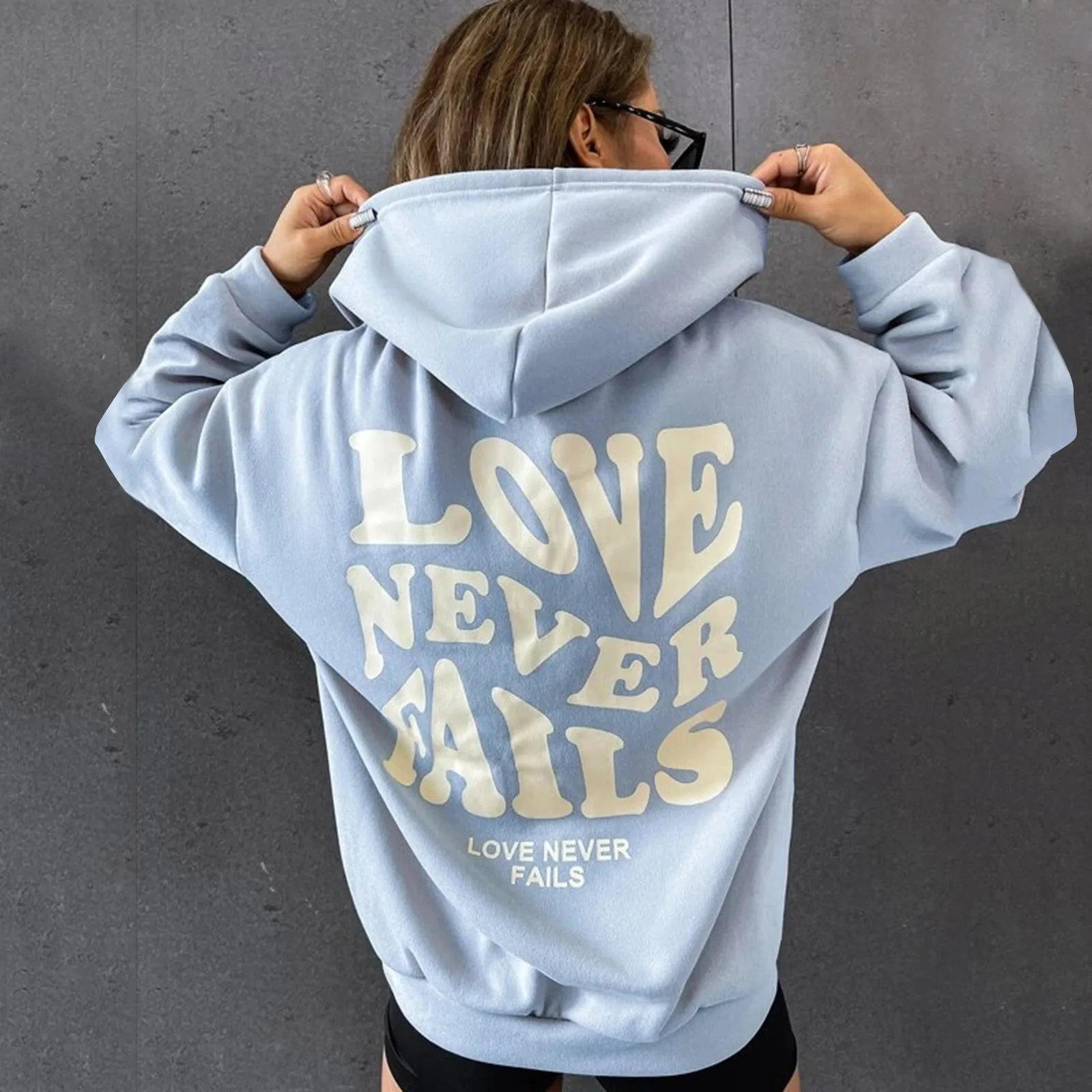 

Women Sweater Slogan Graphic Drop Shoulder Letter Graphic Pullover Long-Sleeved Hooded Ropa De Mujer Juvenil Sudaderas Pullovers