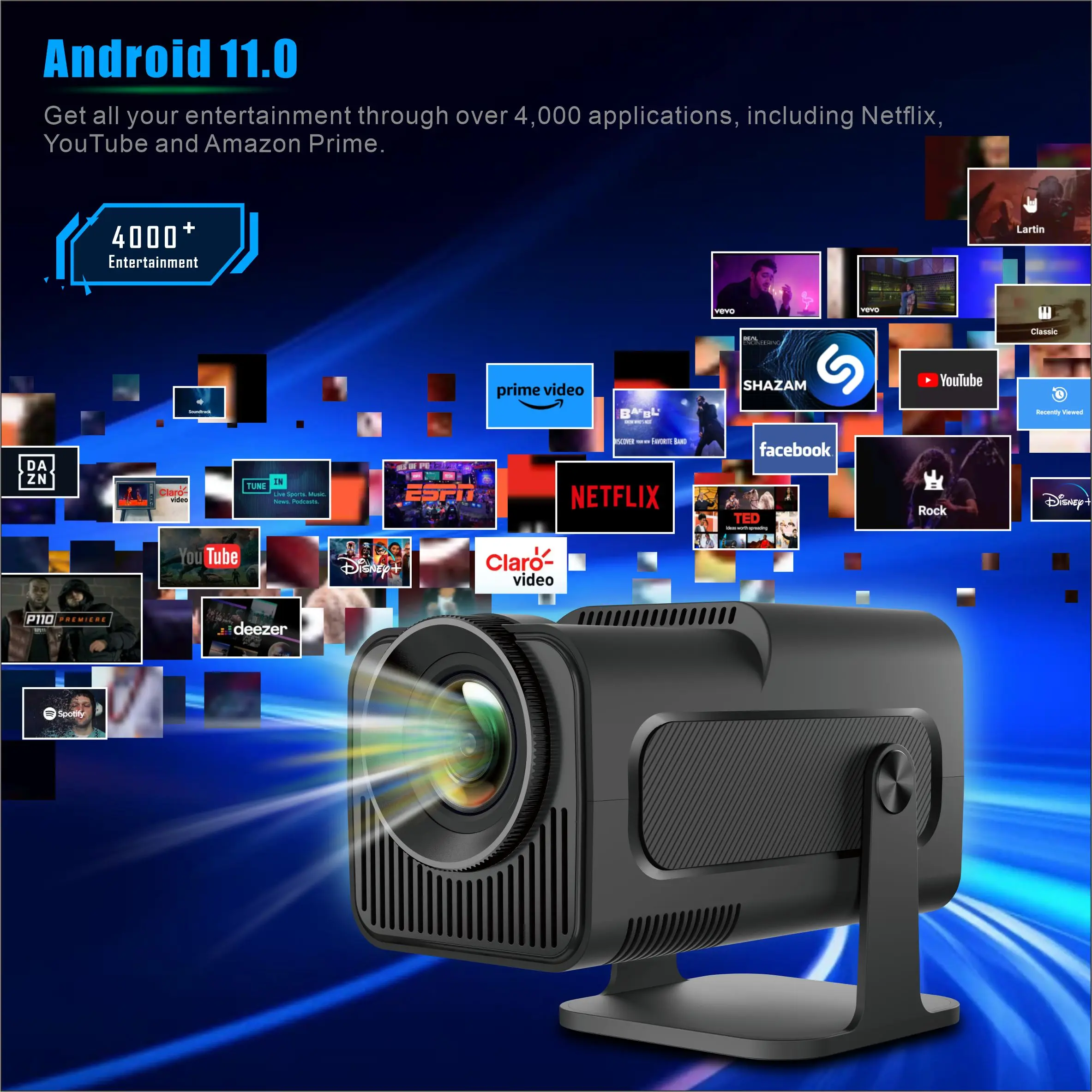 Salange Smart Android11 4K Projector WiFi6 BT5 390ANSI HY320 Full 