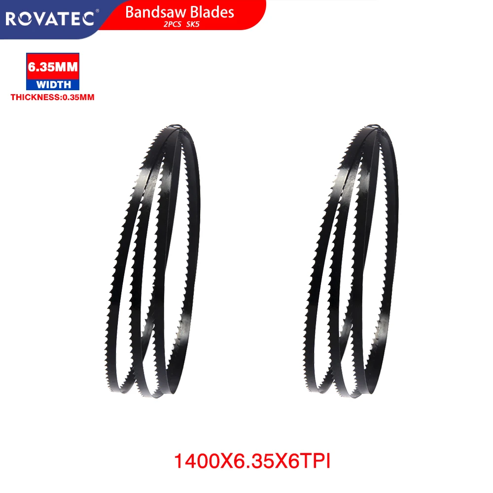 

ROVATEC 2pcs Bandsaw Blades 1400*6.35*0.35mm 6/14tpi Woodworking Bandsaw for 8" Einhell SB200 Scheppach HBS20