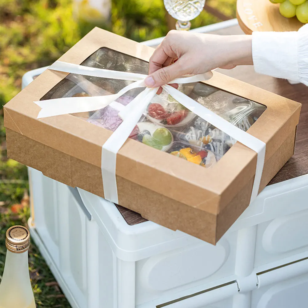 2Pcs Disposable Picnic Lunch Box Food Containers with Lid, Kraft Paper Bento Box for Fr... - SKU DPLB2020 - UGI Packaging