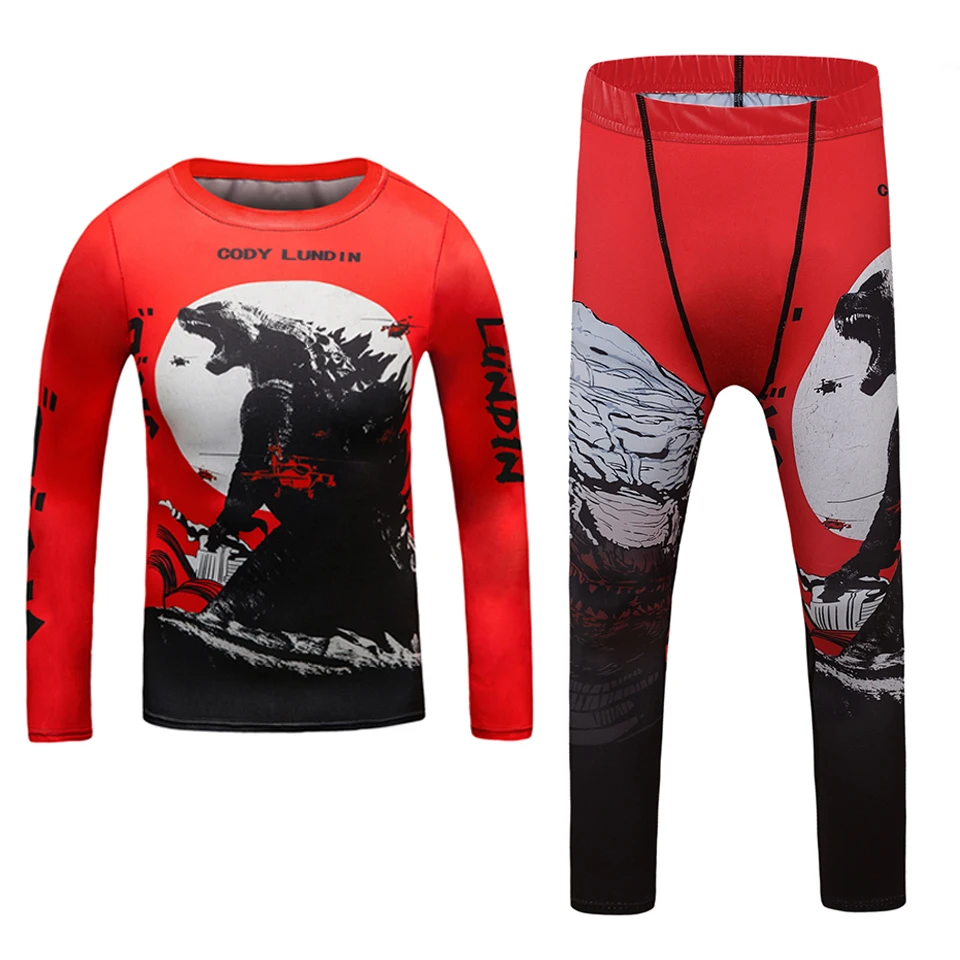Children MMA Rashguard For Kids Jiu Jitsu T-shirt+Pant Sportsuit Boy MMA Shorts Clothing Bjj Kickboxing Jerseys Running Sets 2