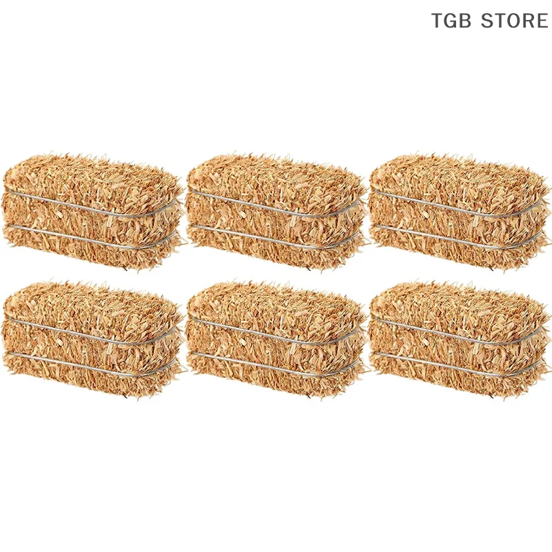 12 Mini Fardos De Paja Apilables De 0.8 Pulgadas | Decoración Rústica Para Casas De Muñecas, Dioramas De Granja Y Jardines De Hadas | Hechos De Madera
