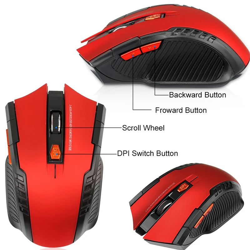 1600DPI 2.4GHz Wireless Optical Mouse Gamer for PC Gaming Laptops Opto-electronic Game Wireless Mice with USB Receiver best office mouse