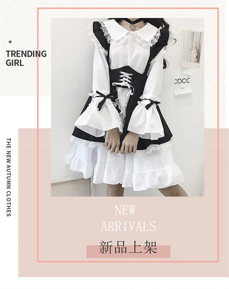 Vintage Gothic Lolita Maid Dress Damen Japanese Kawaii Cosplay Kostüm 14
