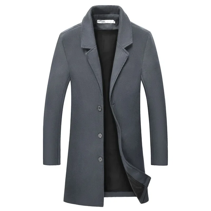 Casual men jacket Winter Men's Casual Woolen Overcoat Jacket Fashionable Simple Medium-length Slimming Smooth Silhouette Men