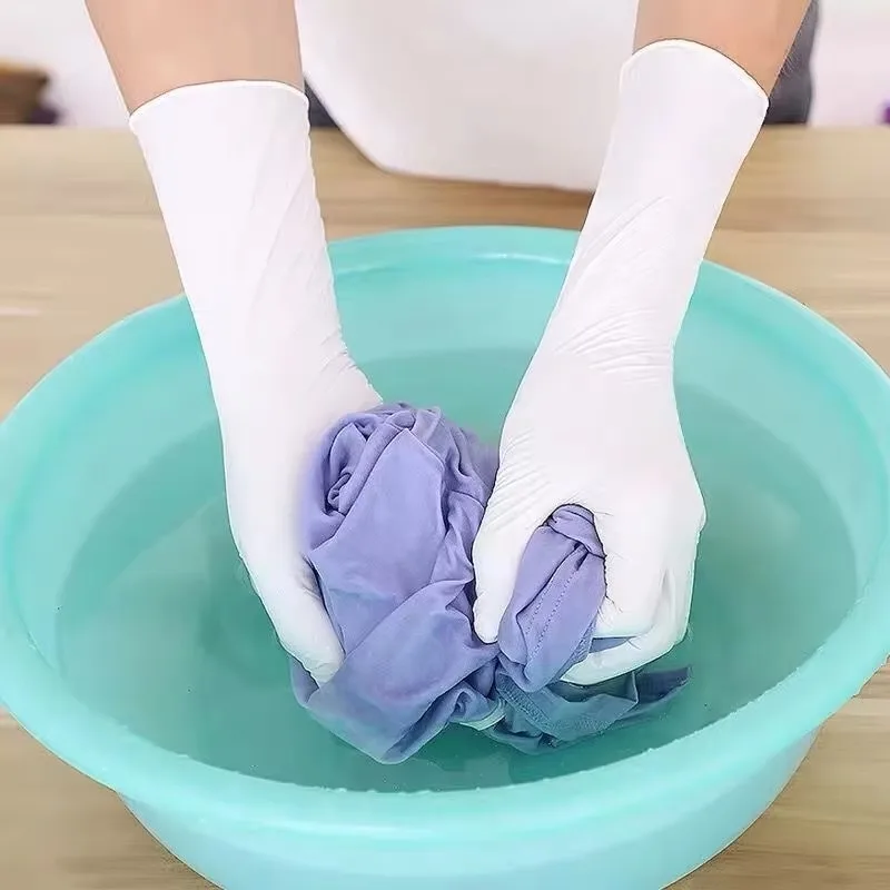 White Nitrile Gloves Non-Latex Thick Durable Gloves Kitchen Dishwashing Cleaning Beauty Hair Dyeing Tools 20/50/100 PCS