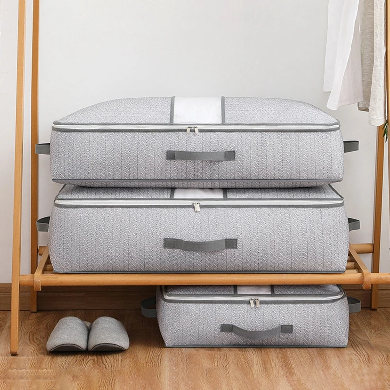 Large Clothes Storage Bag Under Bed Foldable Quilt Clothes Storage Bag Bedroom Dormitory Wardrobe Quilt Organizer Bag 이불정리함