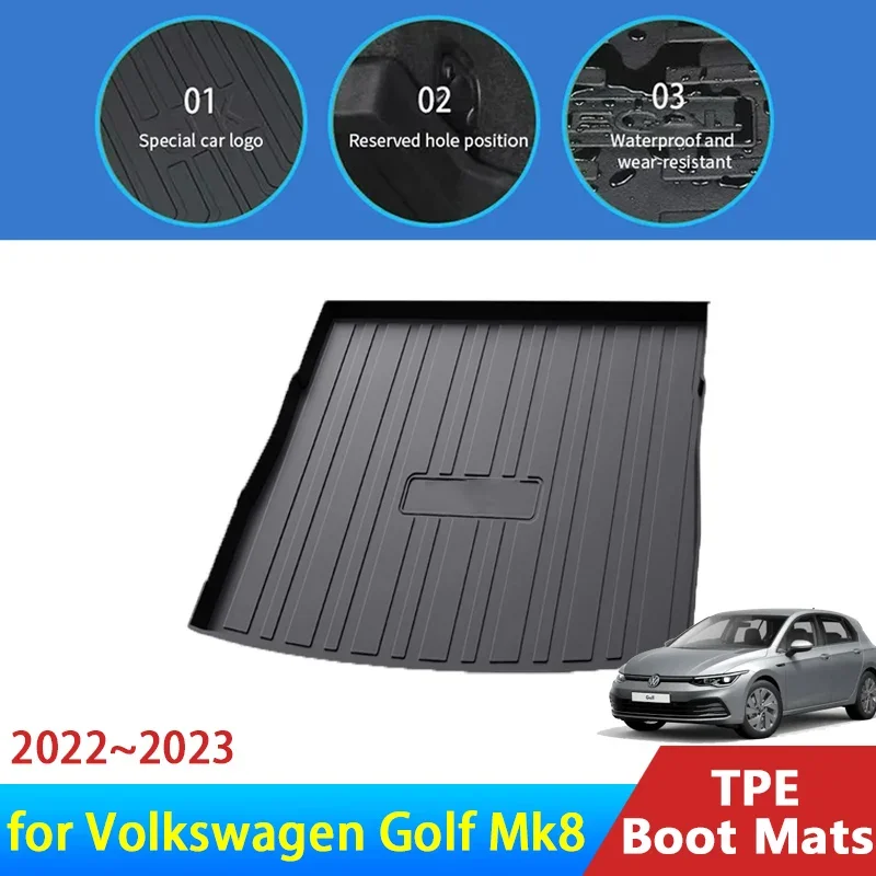 

TPE Waterproof Boot Mat for Volkswagen VW Golf Mk8 VIII 2022 2023 2024 Accessorie Trunk Mat TPE Tail Liner Protector Anti-dirty