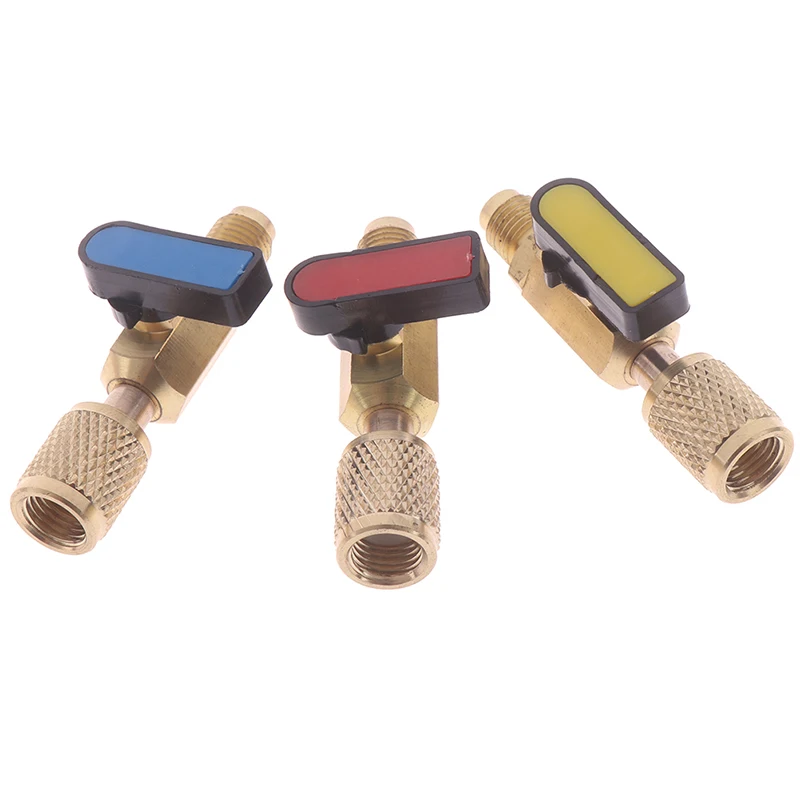 Refrigerator Fluoridation Safety Valve 1/4" Male To 1/4" Female SAE Straight Ball Valve AC Charging For R22 Refrigerant 1Pc refrigeration ball valve