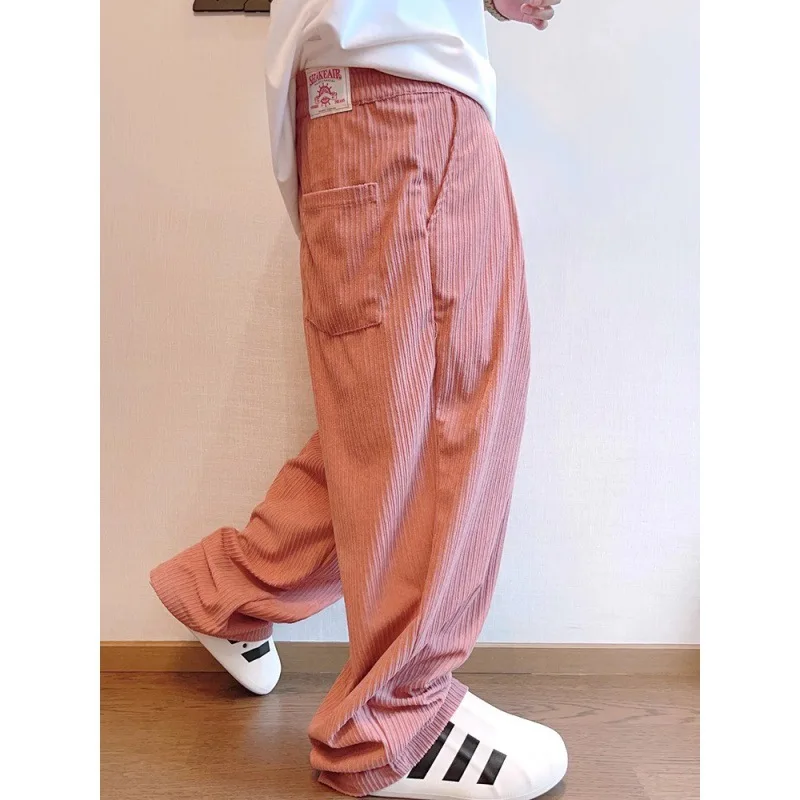 

Fashion Casual Niche Retro Sag Feeling Lazy Solid Color Wide Leg Pants Men Y2k Spring Autumn Loose Corduroy Straight Leg Pants