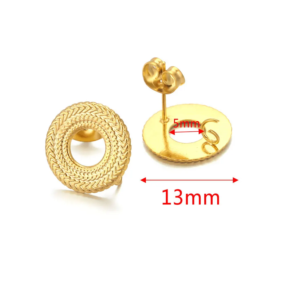 Stainless Steel Braided Thread Earrings Titanium Steel DIY Round Gold-plated Ear Accessories 8