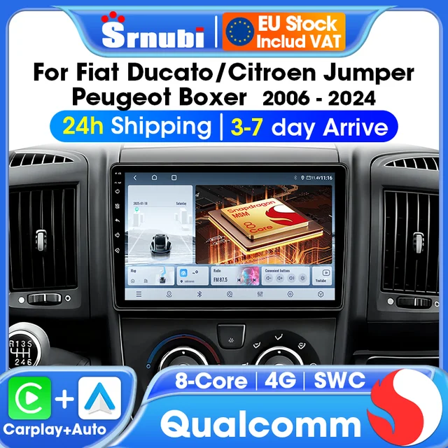 Android pour Fiat Ducato Peugeot Boxer citroën Jumper 2006-2022 Carplay Auto autoradio lecteur multimédia écran de Navigation GPS 1