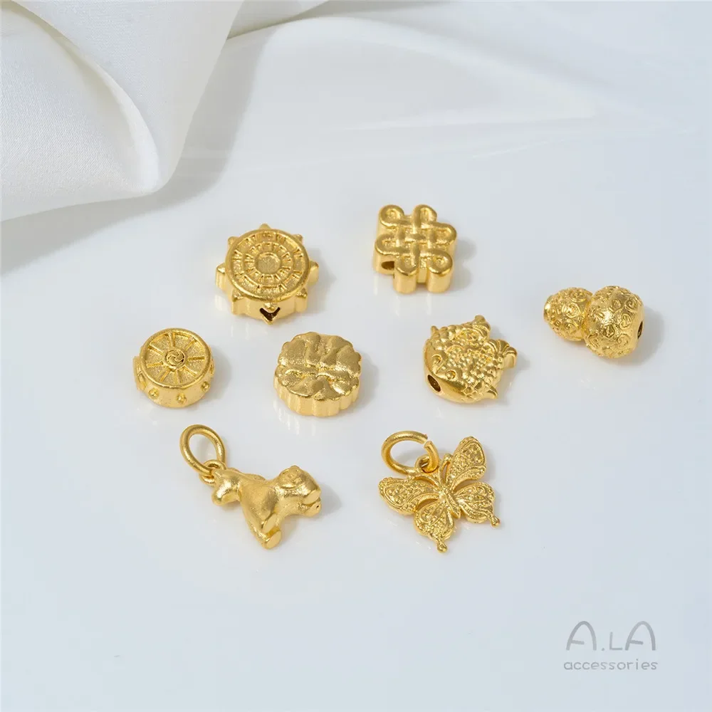 Z472 베트남산 모래 금 액세서리, 더블 피쉬 호리병 모양 하트 비즈 펜던트, 크리스탈, DIY 수제 비즈 재료