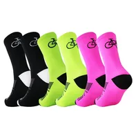 2 Pairs Professional Nylon Cotton Sports Socks Mid-calf Sweat Absorption Road Cycling Socks Breathable Ski Socks for Men Women