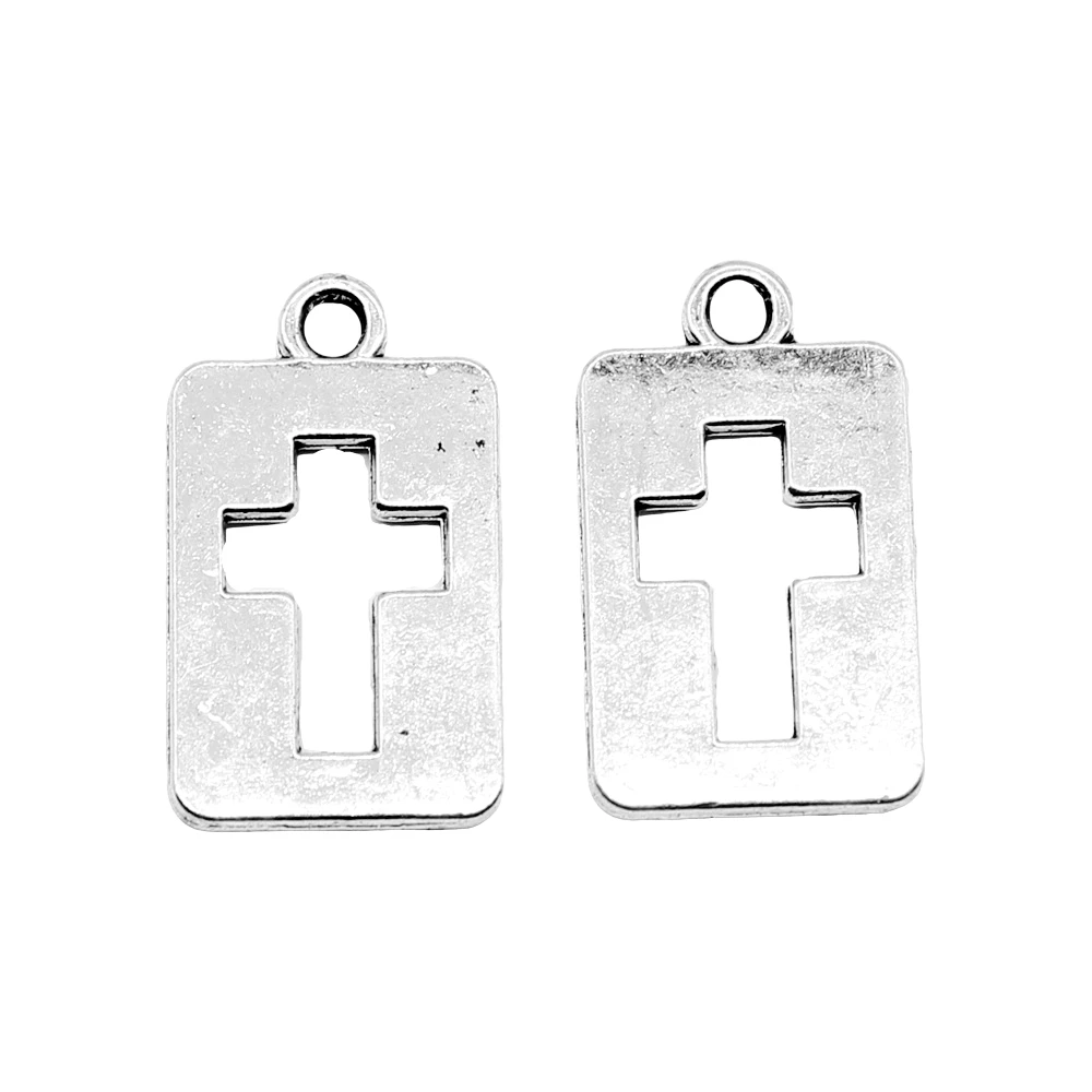 

10pcs/lot 20x12mm Cross Charms For Jewelry Making Antique Silver Color 0.79x0.47inch