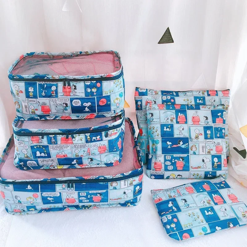 6pcs Snoopy Waterproof Travel Storage Bag Clothes Storage Set Handbag Travel Bag Coin Purse Underwear Bag Organizer 4