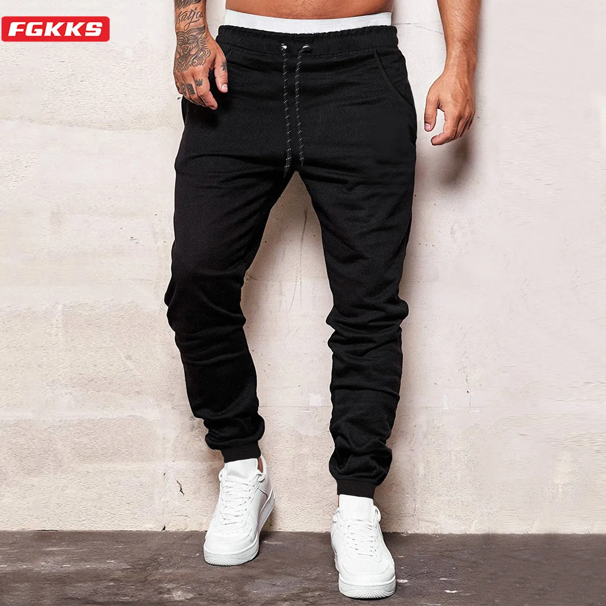 

FGKKS 2023 New Loose Sport Pants Men's Slim-Fit Trend Straight Running Trouser High-Quality Design Casual Sweatpants Male