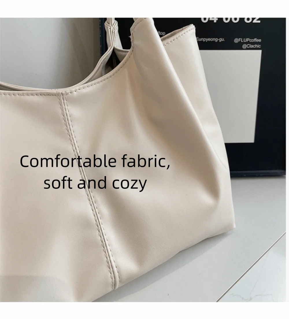 Casual Magnetic Buckle Tote Bag PU Leather Solid Color Underarm Bag Large Capacity Women's Handbag Girl