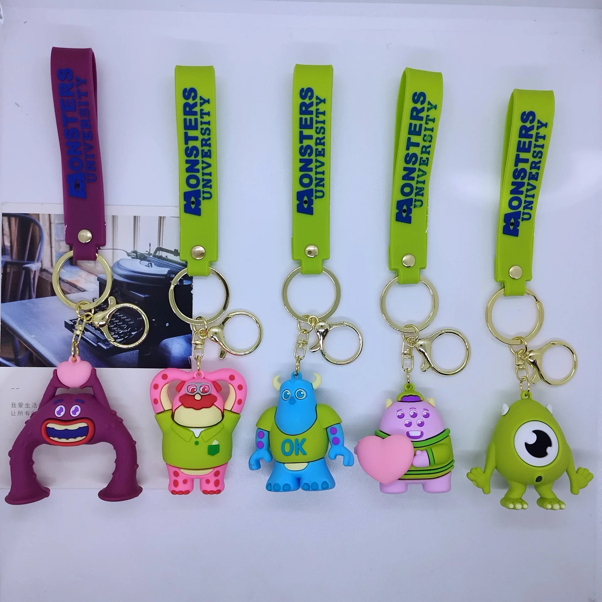 Disney Monsters, Inc. Keychain Mike Wazowski Sullivan Anime Action Figures  Big-eyed Monster Creative Backpack Pendant Key Ring - AliExpress