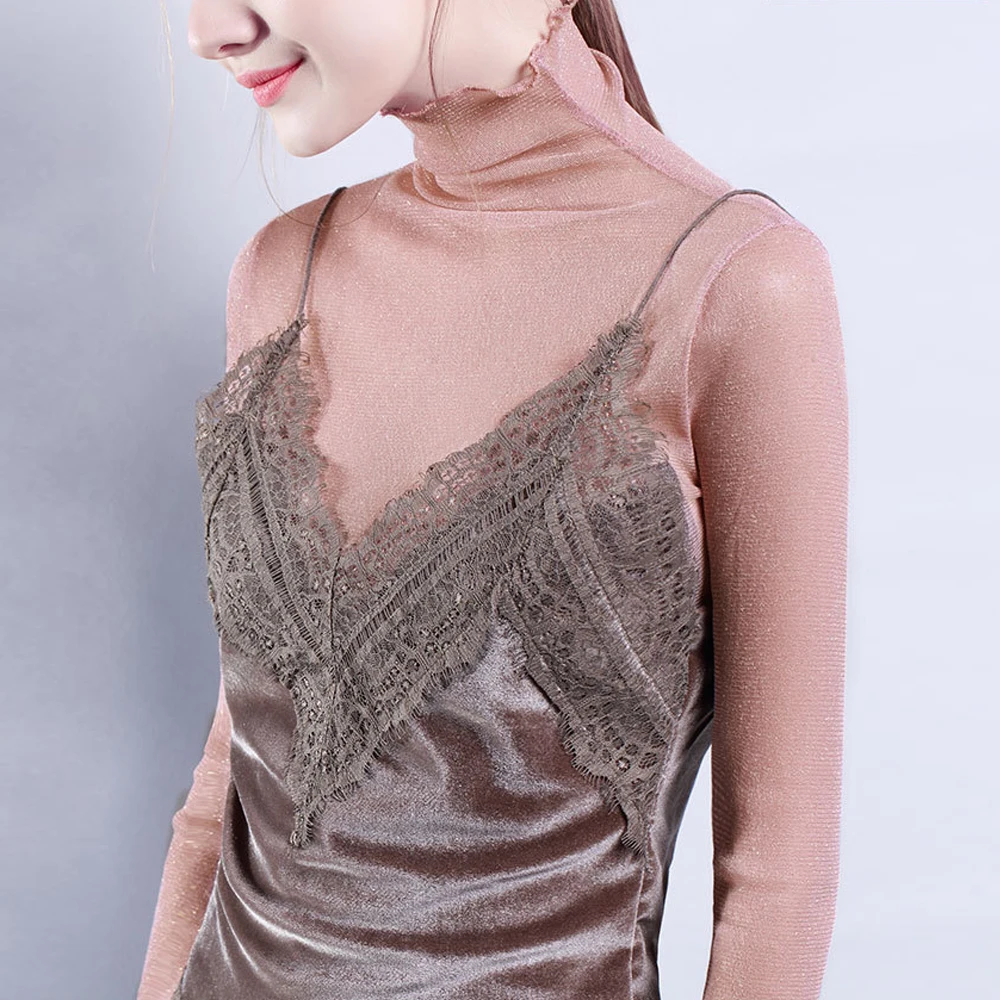 Новинка, серебристая Водолазка с длинным рукавом, женские топы, женские топы, черные, белые, серые, абрикосовые, розовые, красные женские блузки для дам