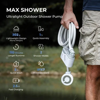 Outdoor camping shower portable without box electric shower pump Ipx7 WATERPROOF FOR OUTDOOR USE, CARWASH, DISHWASH 2