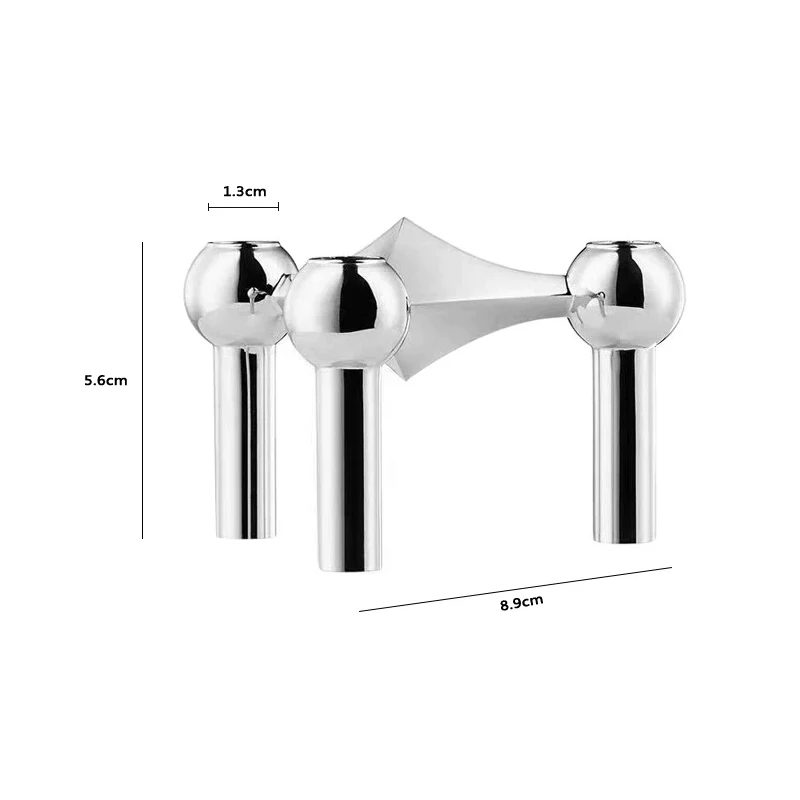 هيكل جزيئي معدني حامل شموع شمعدان فضي إسكندنافي قط...