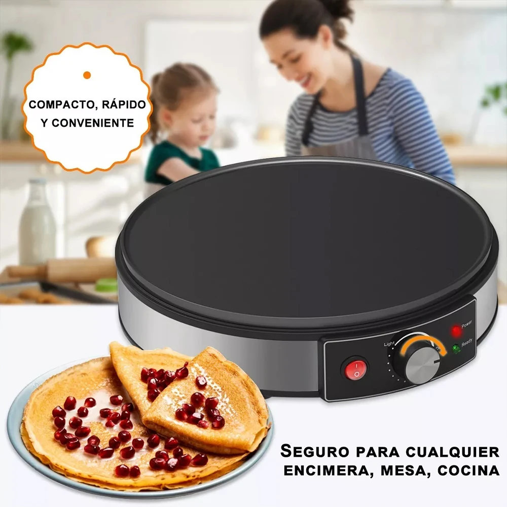 Electric Crepe Maker Machine with Non-stick Griddle Ideal for Pancakes Eggs Tortillas & Lefse with Batter Spreader Crepes Maker